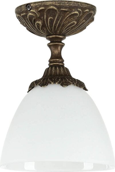 Plafoniera in ottone paralume in vetro bianco bronzo antico art nouveau fatto a mano E14 plafoniera camera da letto corridoio