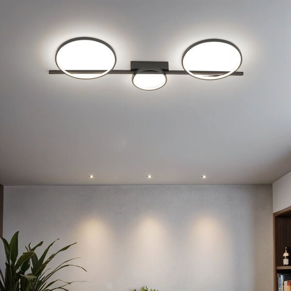 Plafoniera in alluminio LED nero allungato luce bianca calda 3000 K 1100 lm Moderno