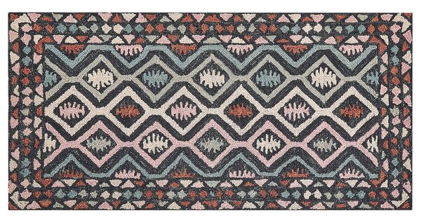 Tappeto moderno con motivo geometrico tribale 80 x 150 cm multicolore camera da letto salotto Beliani
