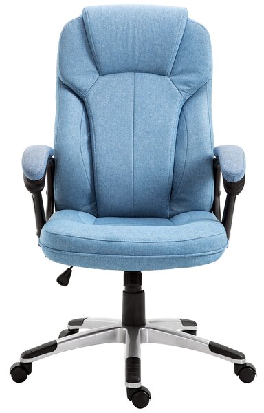 Vinsetto Sedia da Ufficio Girevole con Altezza Regolabile, effetto Lino, 66x75x110-120 cm, Azzurro