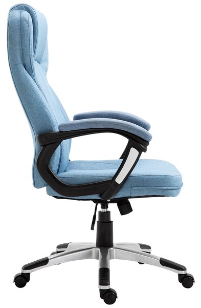 Vinsetto Sedia da Ufficio Girevole con Altezza Regolabile, effetto Lino, 66x75x110-120 cm, Azzurro