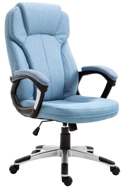 Vinsetto Sedia da Ufficio Girevole con Altezza Regolabile, effetto Lino, 66x75x110-120 cm, Azzurro