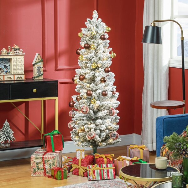 Albero di Natale Innevato 150 cm con 263 Rami e 120 Luci LED Bianco Caldo Verde