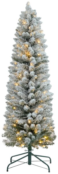 Albero di Natale Innevato 150 cm con 263 Rami e 120 Luci LED Bianco Caldo Verde