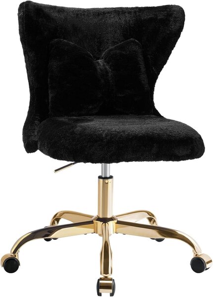 Sedia da ufficio con rotelle - Sedia girevole per ufficio - Comfortevole per lavorare - Altezza regolabile - Massimo 136 kg - Colore: nero