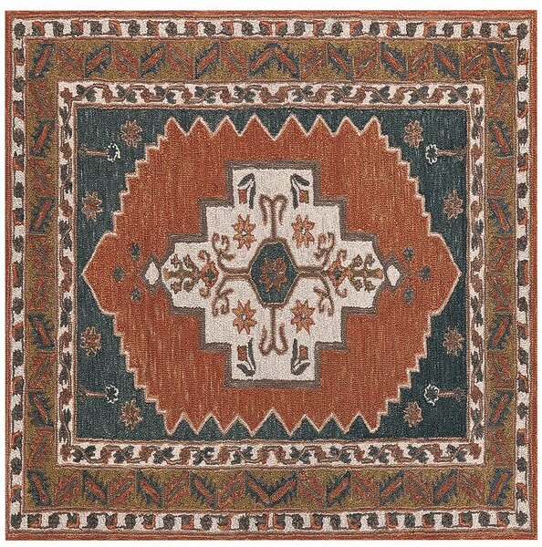 Tappeto multicolore lana 200 x 200 cm taftato a mano motivo geometrico orientale boho soggiorno camera da letto Beliani