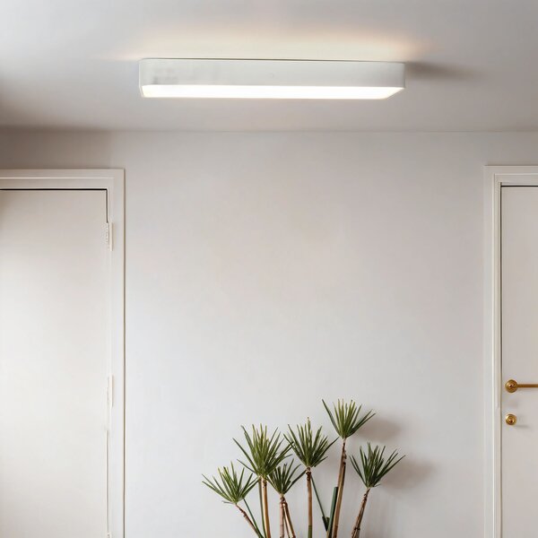Plafoniera alluminio bianco 2 luci allungata 3000 K luce bianca calda 1700 lm Lampada da soffitto moderna