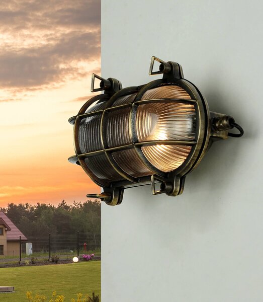 Lampada da parete per esterni giardino terrazzo IP64 E27 in vero ottone lampada da parete marittima per esterni