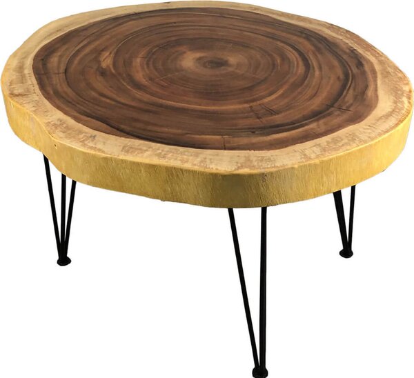 Tavolino da caffè albero disco Gambe a forcina tavolino da caffè albero bordo tavolo soggiorno legno