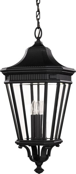 Lampada da esterno E14 IP23 nero cortile giardino vetro alluminio rustico sospensione esterno
