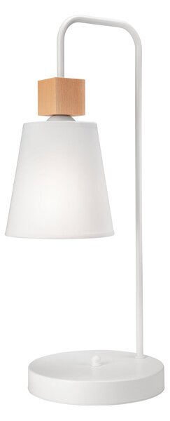 Lampada da tavolo bianca alta 52 cm in tessuto metallo legno E27 accogliente Lampada da tavolo scandinava soggiorno camera da letto