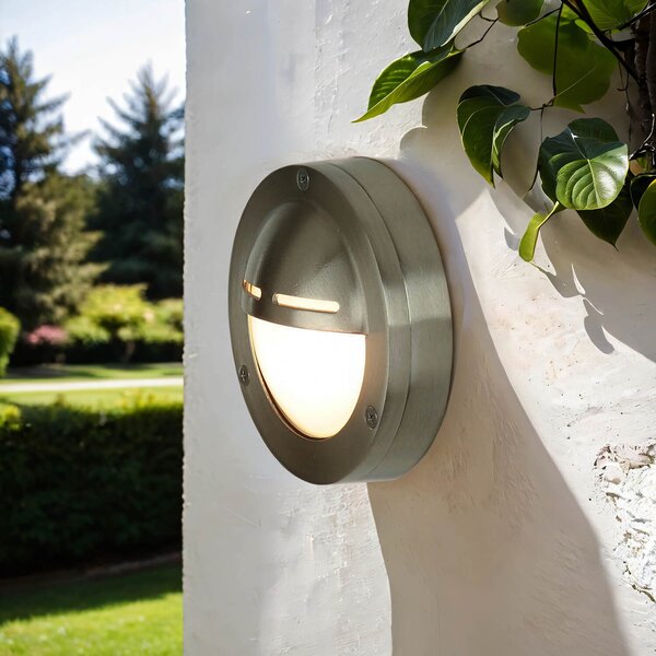 Lampada da esterno a parete nichel IP64 GX53 Ø 14 cm vetro ottone maritim applique da esterno casa terrazzo