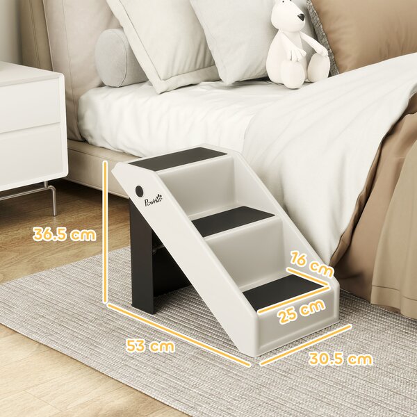 PawHut Scaletta per Cani e Gatti con 3 Scalini Antiscivolo, Design Pieghevole con Capacità 10 kg, Crema | Aosom Italy