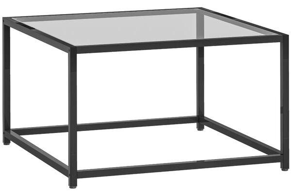 HOMCOM Tavolino Quadrato in Vetro Temperato e Acciaio, 68x68x39 cm, Nero | Aosom Italy