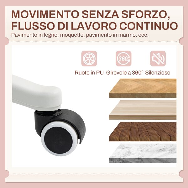 HOMCOM Sedia da Scrivania a Orecchie di Coniglio ad Altezza Regolabile e Rivestita in Pile Teddy Rosa, 53x53x70-84 cm | Aosom Italy