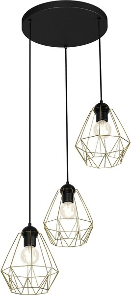 Lampada a sospensione a 3 luci con paralume in filo metallico nero oro regolabile in altezza E27 lampada a sospensione in metallo sala da pranzo soggiorno