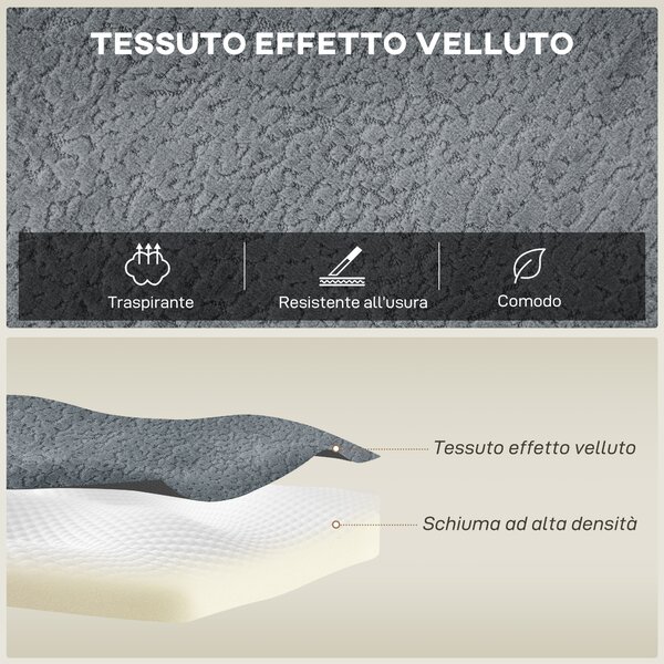 HOMCOM Divano Modulabile ad Angolo in Tessuto Effetto Velluto e Schiuma con Cuscini, 294x165x70 cm, Grigio Scuro | Aosom Italy