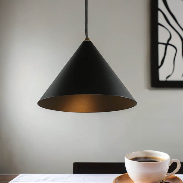 Luce a sospensione in metallo GU10 rotonda D: 20,5 cm H: max. 130 cm Nero Luce a sospensione dal design retrò