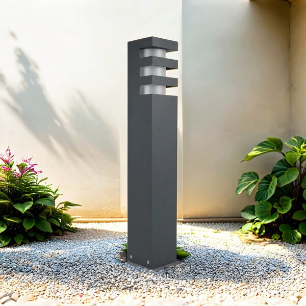 Luce da esterno antracite H: 50 cm angolare E27 IP54 a basso abbagliamento resistente alle intemperie luce sentiero luce dissuasore da esterno giardino vialetto