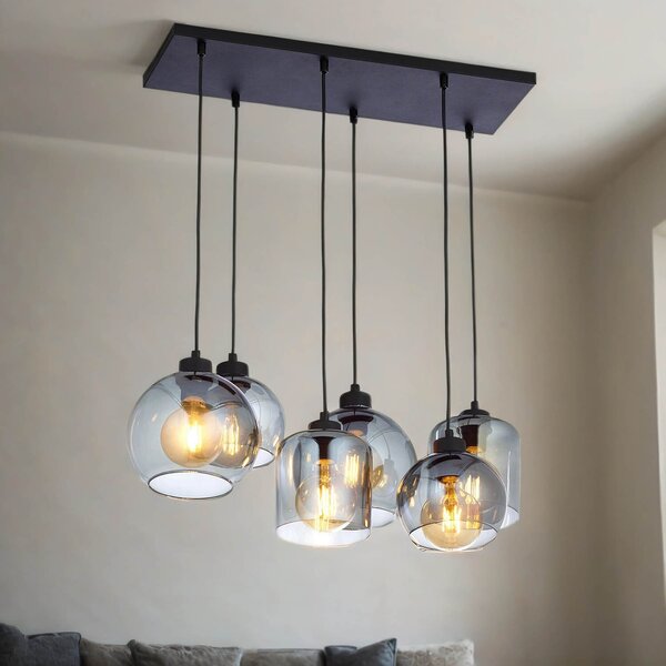Luce a sospensione E27 grigio nero cucina vetro metallo luce a sospensione moderna