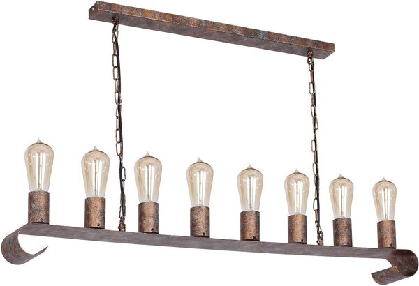 Lampada a sospensione lunga dal design vintage L:98cm in metallo color ruggine TOM Per tavolo da pranzo Sala da pranzo Luce a sospensione
