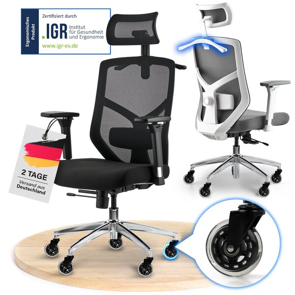 ELITESEATS Sedia da ufficio ergonomica [rotelle antigraffio, traspirante] Sedia da scrivania ergonomica | sedia da ufficio con portata di 150 kg | sedia da computer