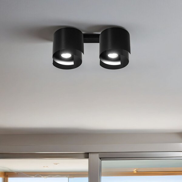 Lampada da soffitto in metallo bianco larga 40 cm design moderno 2x GU10 plafoniera corridoio soggiorno