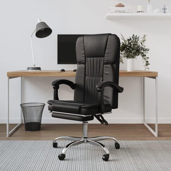 Sedia da ufficio in ecopelle - Sedia ergonomica - Comfort per il lavoro da casa - Schienale regolabile - 63 x 56 x 112,5 cm - Nera