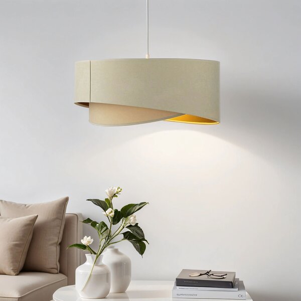Lampada a sospensione in tessuto color oro crema E27 Ø 50 cm
