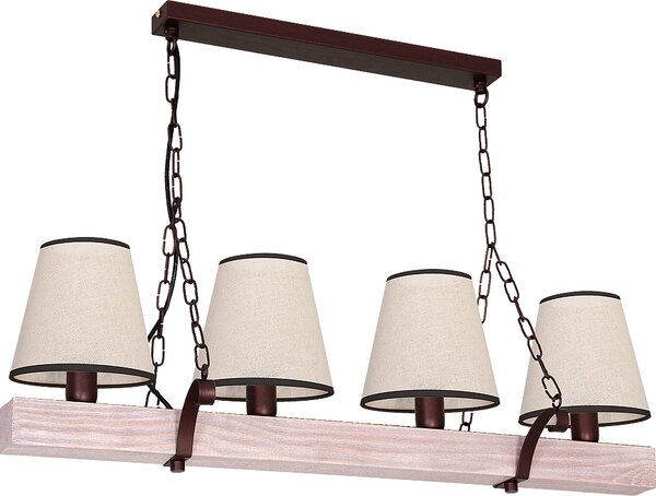 Lampada a sospensione tavolo da pranzo L: 72 cm legno tessuto metallo trave rustica 2x E27 luce a sospensione sala da pranzo
