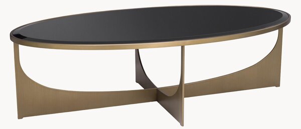 Tavolino da salotto ovale con piano in vetro Elegance