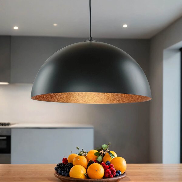 Lampada a sospensione rotonda Ø 50 cm rame nero regolabile in altezza E27 lampada a sospensione sala da pranzo cucina