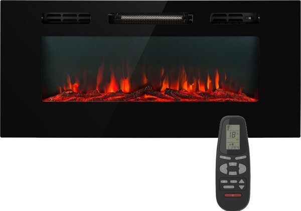 Klarstein Camino Elettrico, Caminetto Elettrico 1800 W, Camino Finto a Riscaldamento Elettrico a Basso Consumo, Fuoco Finto LED, Spazio per Legna, Termocamino con Telecomando, Termostato e Timer