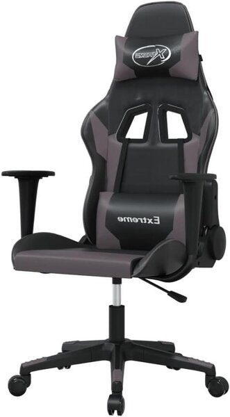 Sedia da gaming - Sedia da corsa - Sedia per computer - Comfortevole per il gaming - Schienale regolabile - Poggiapiedi - 1 unità - Nero grigio