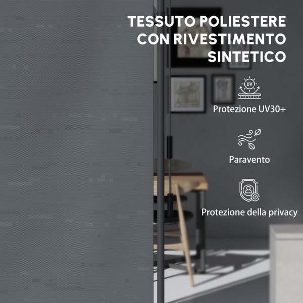 Outsunny Tenda da Giardino lunghezza regolabile con manovella, senza foratura e in alluminio, 150 x 220-310 cm, grigio scuro | Aosom Italy