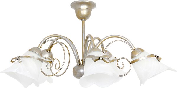 Plafoniera floreale KOKORDA oro vetro metallo E14 5 luci soffitto soggiorno camera da letto