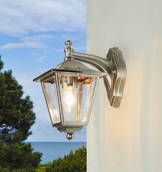 Lampada da parete per esterni in ottone rustico nichel IP43 E27 luce da esterno casa cortile
