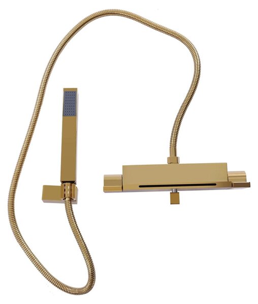 Set di rubinetteria da bagno - Bocca a cascata - Doccetta con pressione potenziata - Ottone inossidabile - Oro