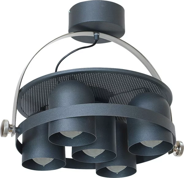 Plafoniera design in stile industriale nero 5 faretti E27 fino a 60W lampada da soffitto per soggiorno cucina loft