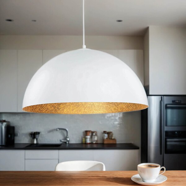 Lampada a sospensione tavolo da pranzo cucina Ø 50 cm oro bianco regolabile in altezza E27