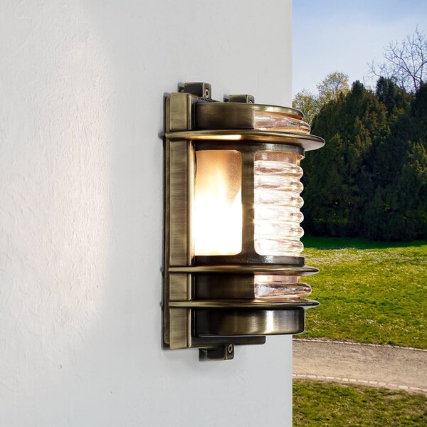 Lampada da parete per esterni IP64 E27 in vero ottone Maritim Applique da esterno giardino terrazzo