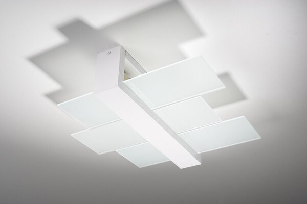 Plafoniera moderna (L43cm, L43cm, 2 luci, moderna, artistica, in bianco, trasparente) Lampada per interni Luce per corridoio Luce di design Lampada in legno Lampada da soffitto