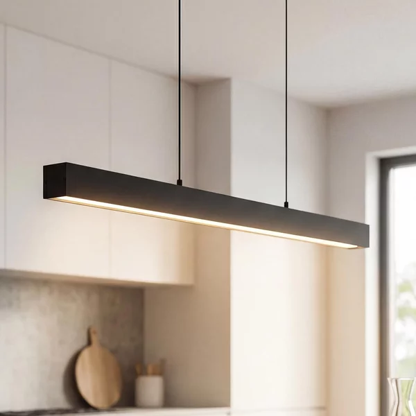 Lampada a sospensione a LED in metallo lunga 100 cm nera dimmerabile 2700 K bianco caldo Luce a sospensione moderna Luce a sospensione sala da pranzo
