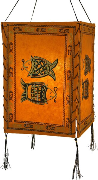 Paralume sospeso in carta Lokta, lampada da soffitto in carta fatta a mano - Pesce arancione, carta Lokta, 28*18*18 cm, paralumi asiatici in carta e tessuto