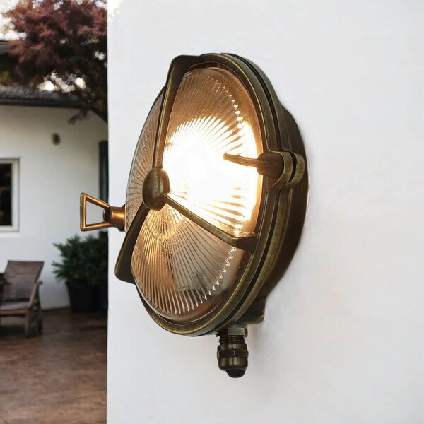 Lampada da parete resistente alle intemperie vetro ottone rotondo IP64 Lampada marittima da esterno porta d'ingresso terrazzo balcone