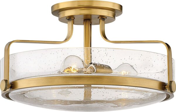 Plafoniera in metallo vetro E27 D: 45,6 cm rotonda in ottone antico a 3 luci Art Nouveau