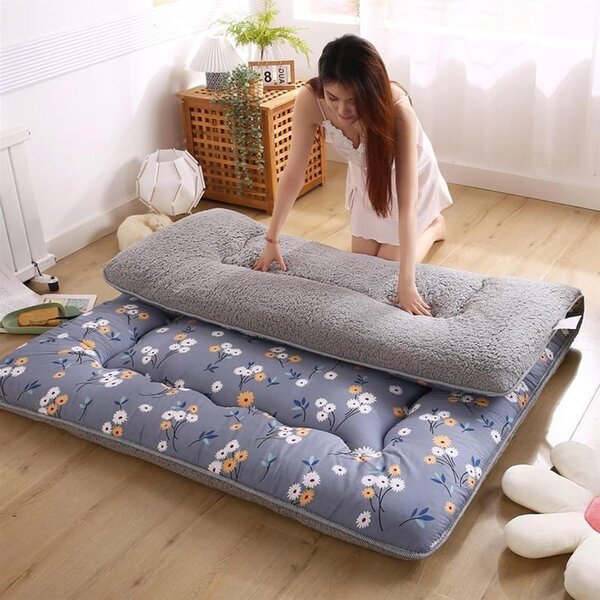Tappetino tatami pieghevole - Materasso da pavimento tipo futon - Comfortevole per dormire - Struttura rinforzata a 5 strati - 180x200 cm - Motivo floreale
