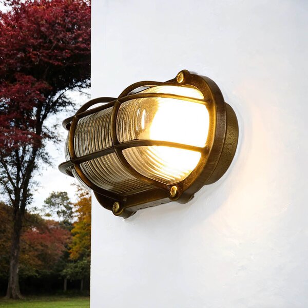 Lampada da parete per esterni E27 IP64 casa cortile vetro ottone lampada da parete marittima fuori