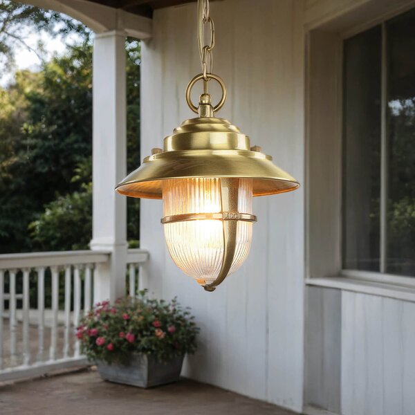 Lampada a sospensione da esterno in ottone massiccio marittimo IP54 luce esterna ingresso balcone terrazzo