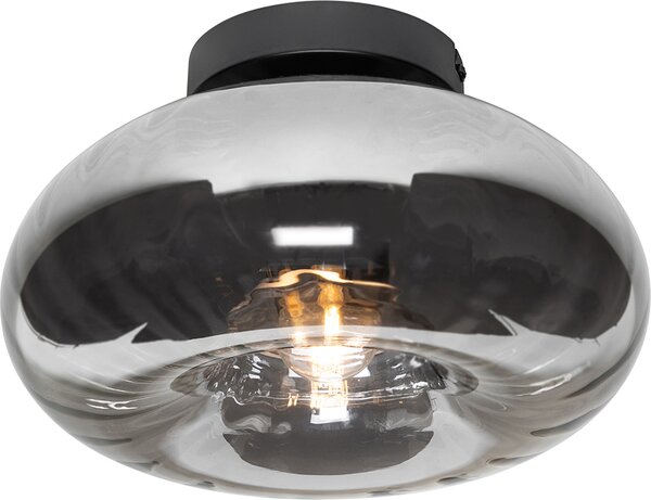 QAZQA - Plafoniera Art Déco I Lampada da soffitto I Lampada I Luce nera con vetro fumé - Ayesha I Soggiorno I Camera da letto - Rotonda - LED adatto E27